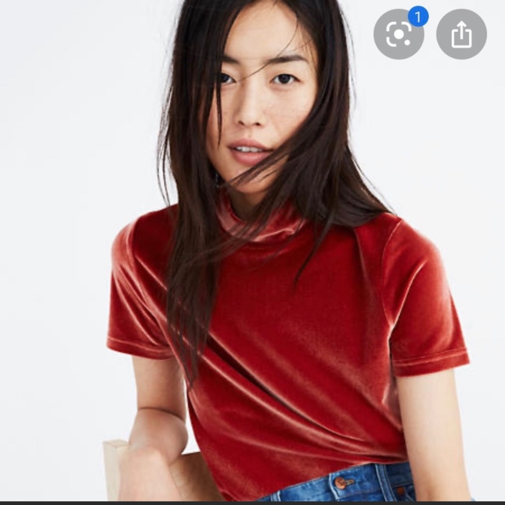 NWOT Madewell Orange Velvet Top